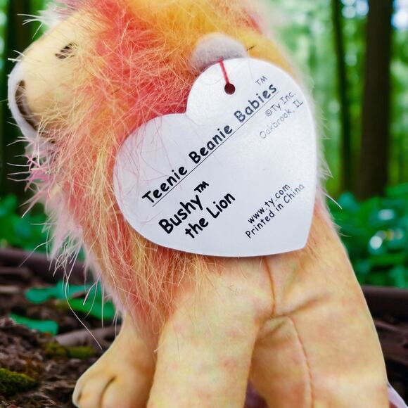 BUSHY THE LION - TY Beanie Baby - Teenie Beanie Babies (Year 2000) 7" - Picture 6 of 7